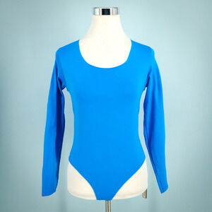 Skims Plus Size 2X 3X Mykonos Blue Essential Scoop Long Sleeve Bodysuit Top NEW